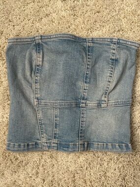 Zara Light Blue Denim Strapless Tube Top Size XS